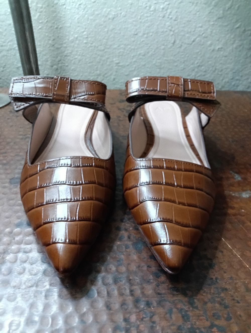 AD & Daughters Sz. 8.5 NWT Jemma Croco Embossed Leather Mule - Picture 6 of 13